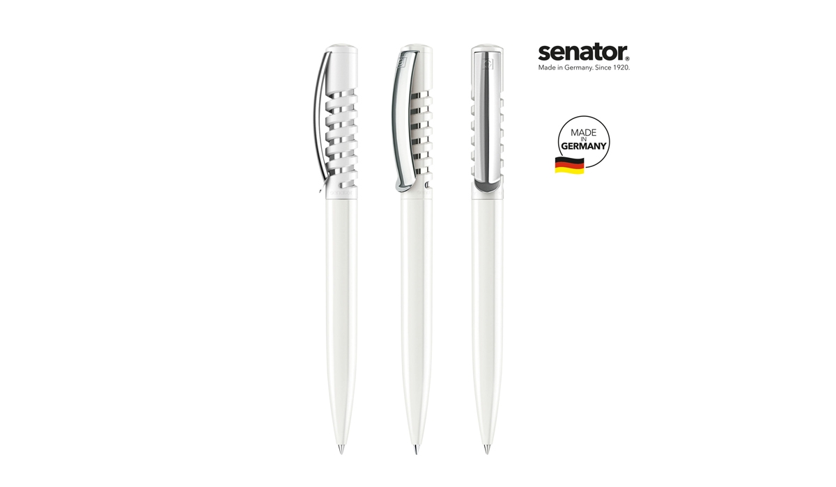 Druckkugelschreiber New Spring Polished MC weiß