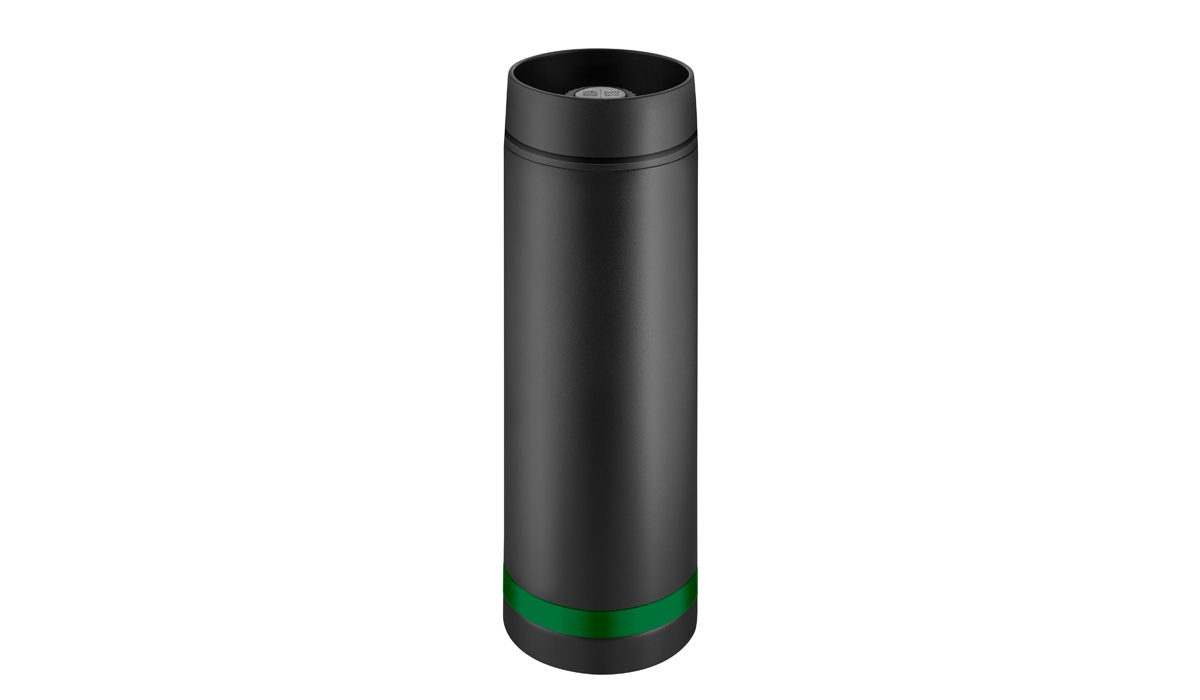 Thermobecher Crema 360° schwarz/Ring grün