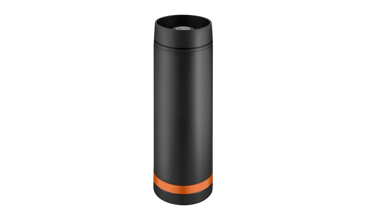 thermo mug Crema 360° black/ring orange