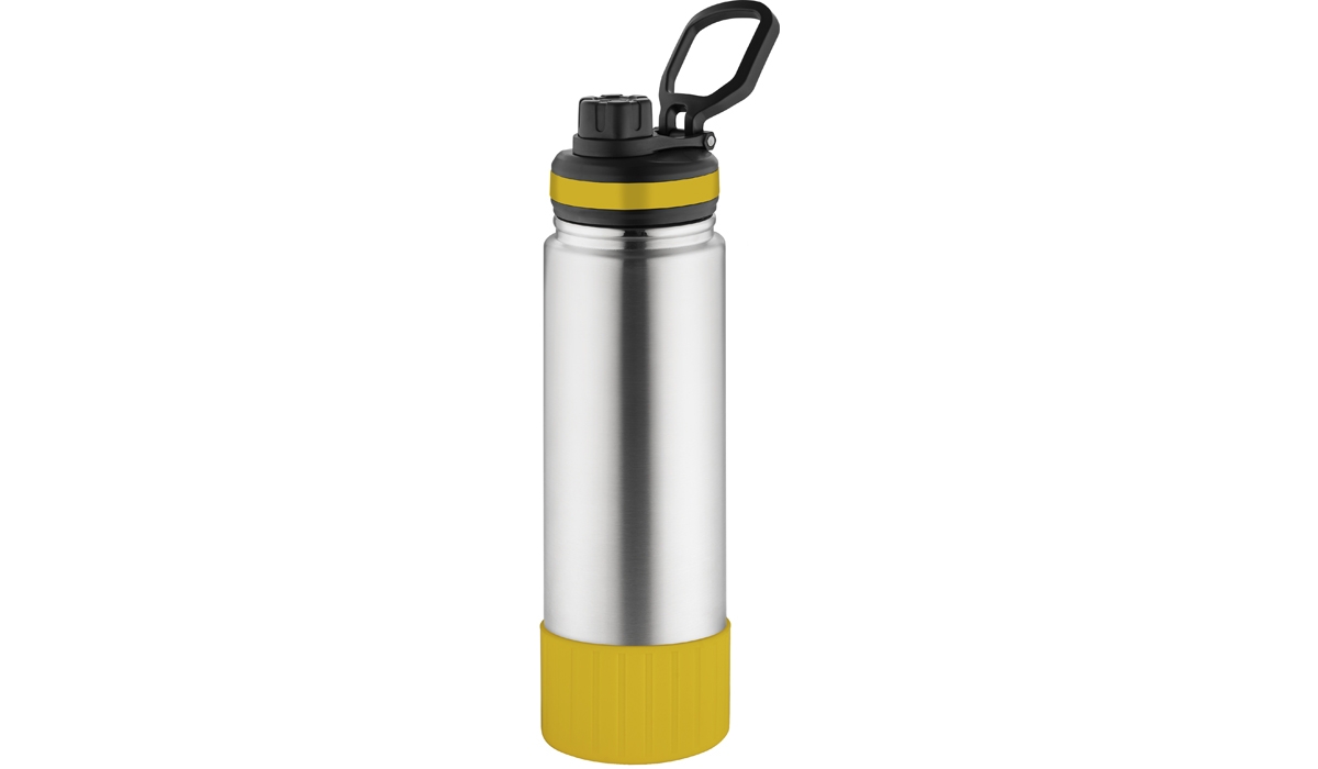 Thermoflasche GenerationRefillTheOneDeLuxe silber/Ring oben gelb