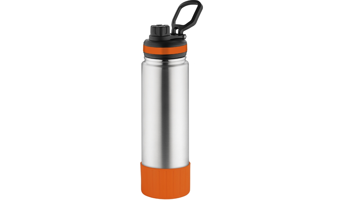 Thermoflasche GenerationRefillTheOneDeLuxe silber/Ring oben orange