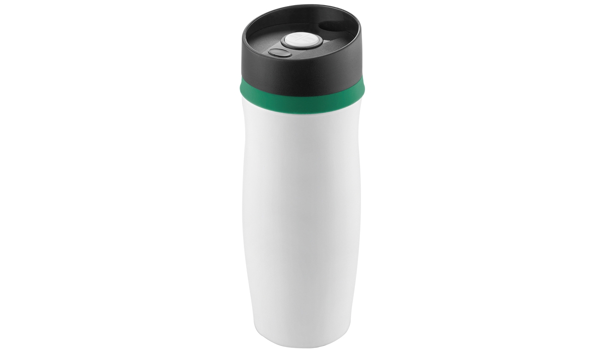 Thermobecher CremaExtensa weiß/Ring grün