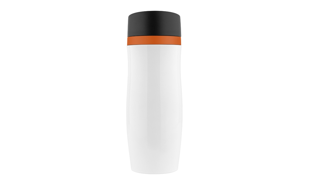 Thermobecher CremaExtensa weiß/Ring orange