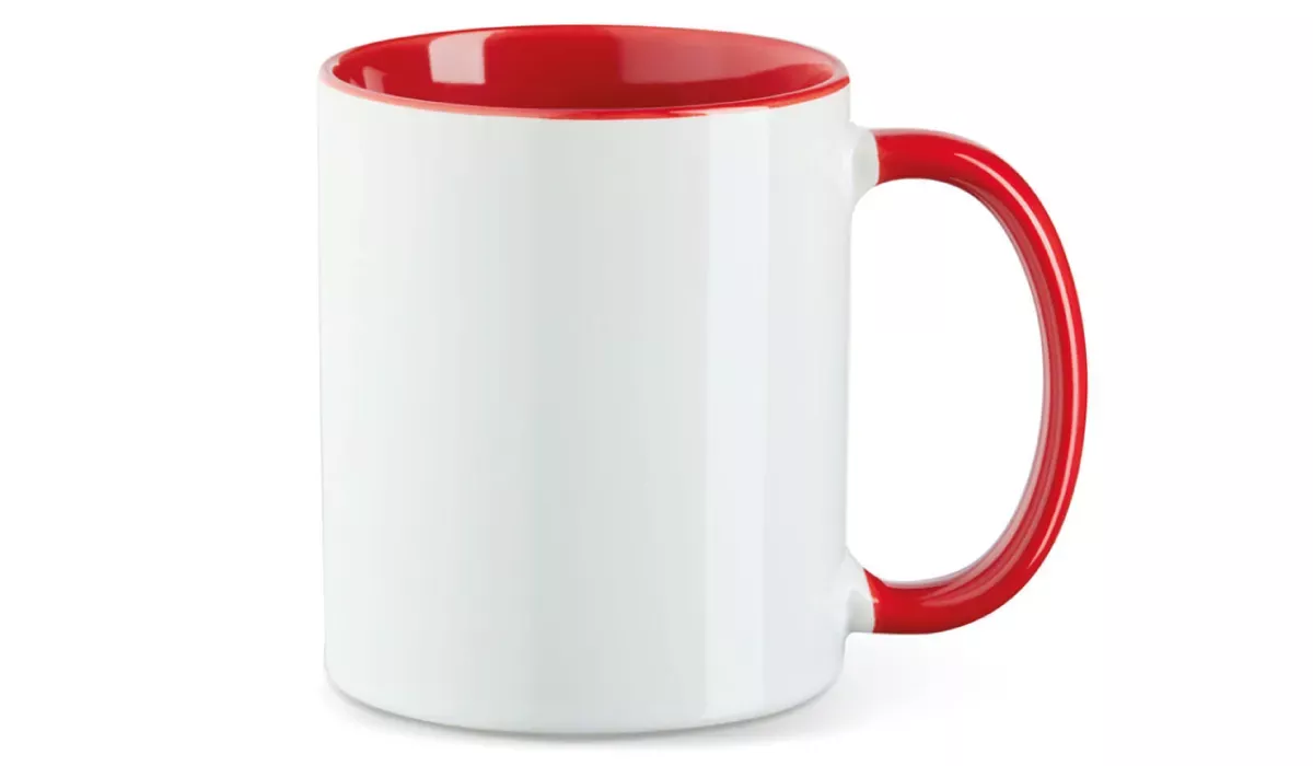 Keramiktasse Funny 330 ml - weiß/rot