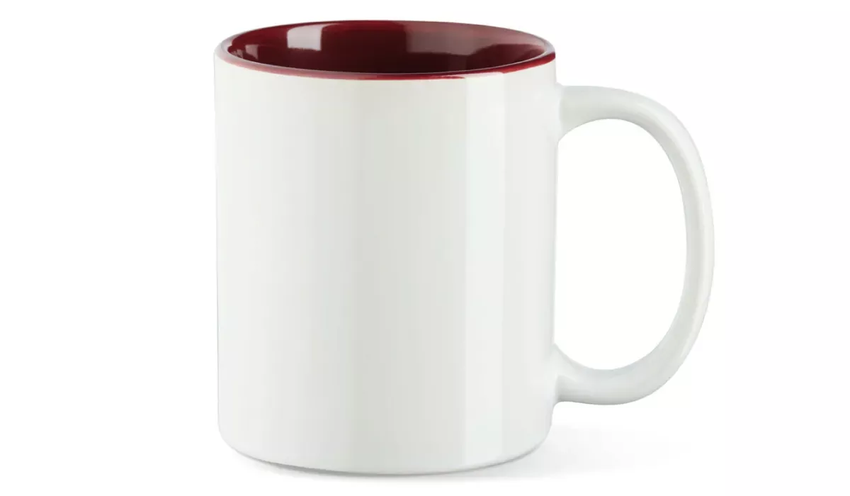 Keramiktasse Maria 330 ml - weiß/maroon