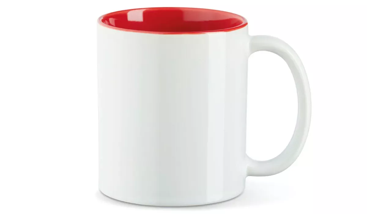 Keramiktasse Maria 330 ml - weiß/rot