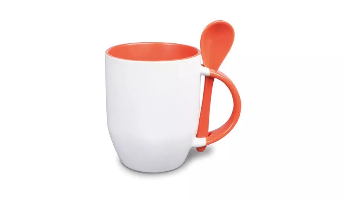 Löffeltasse aus Keramik 360 ml - orange
