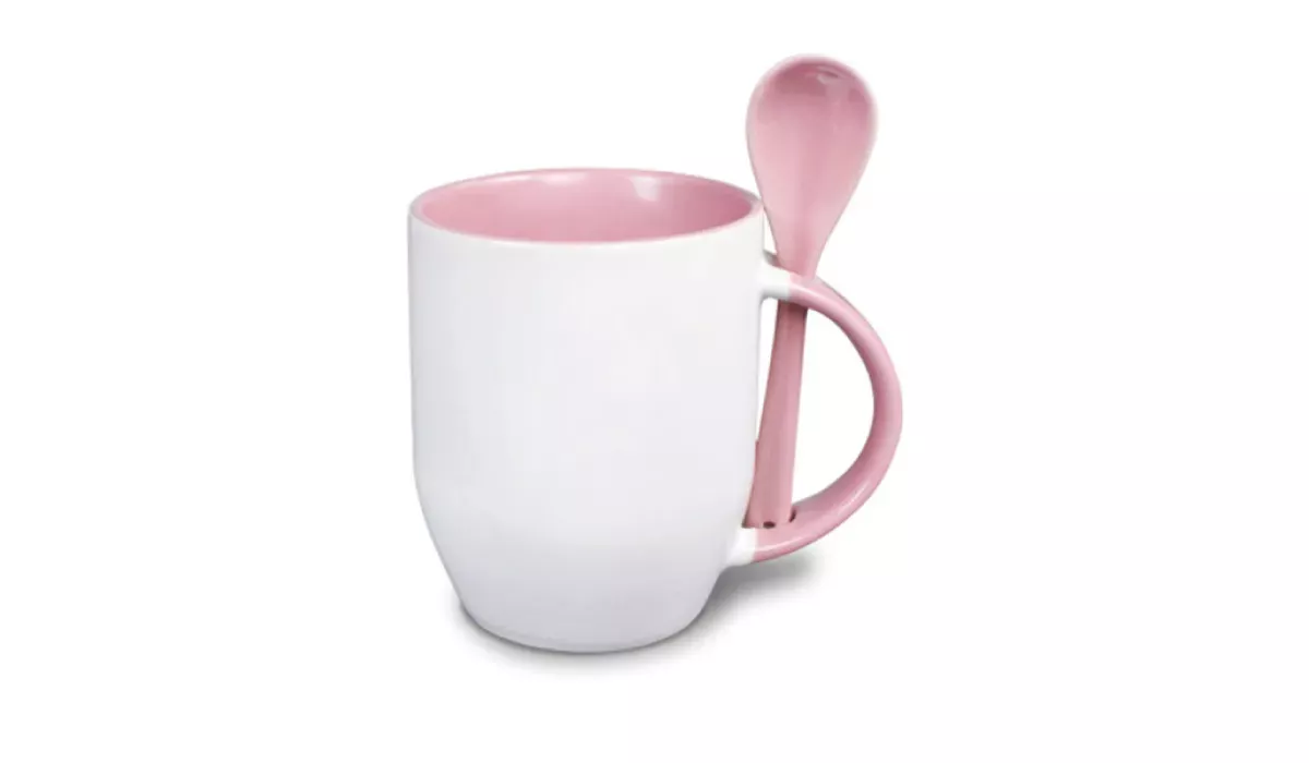Löffeltasse aus Keramik 360 ml -rosa