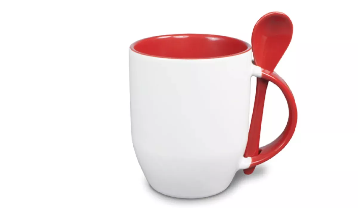 Löffeltasse aus Keramik 360 ml - rot