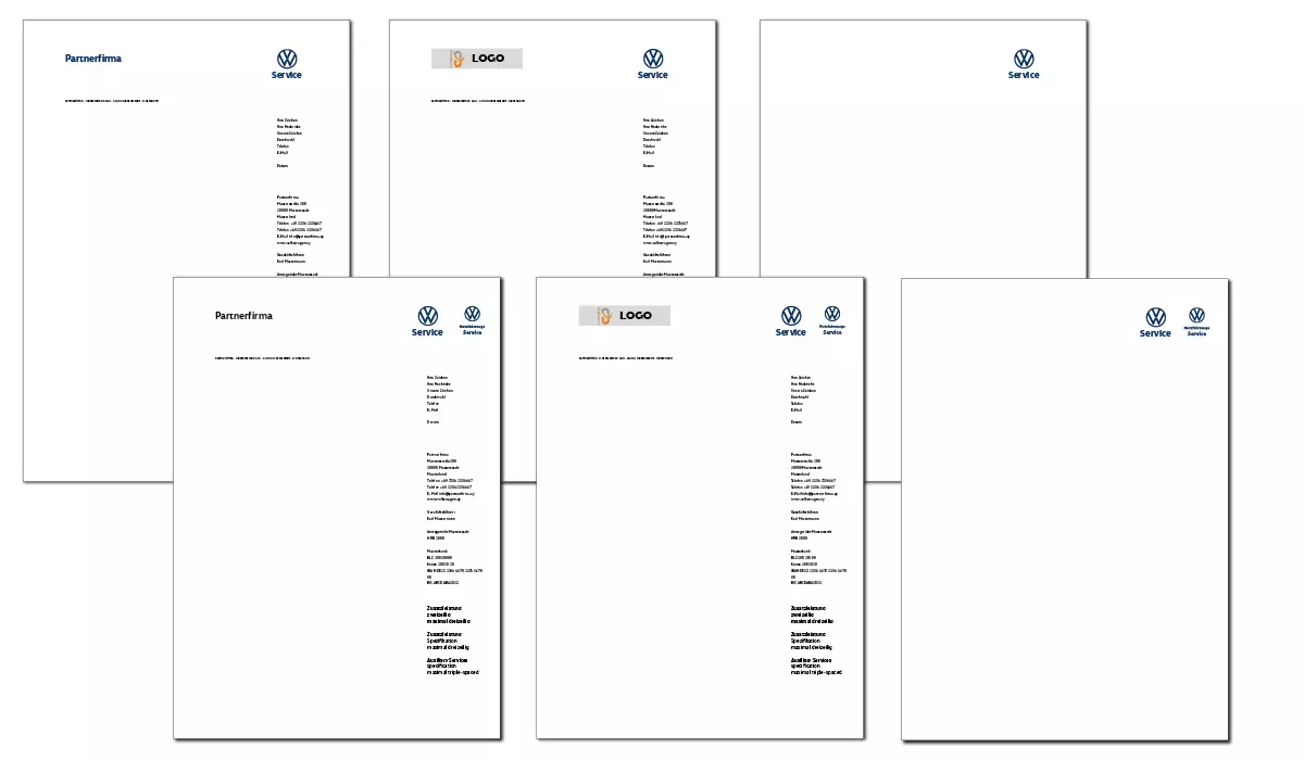 VW Service und VW Nutzfahrzeuge Service Briefbogen 