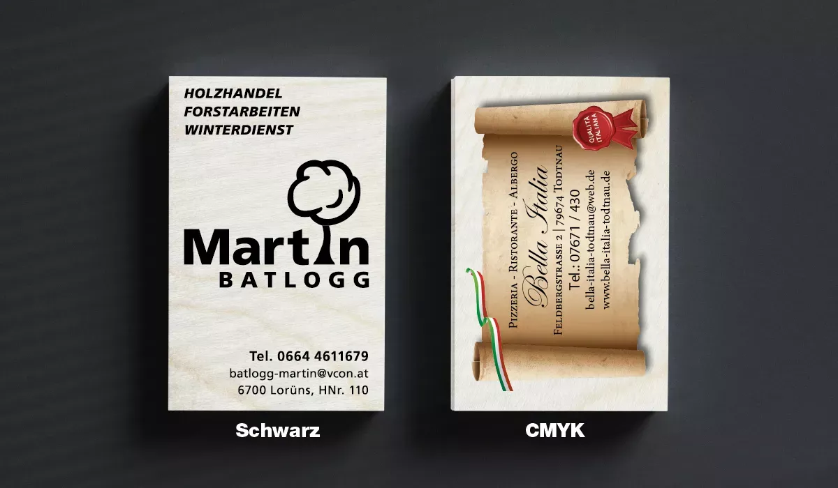 Business card made of maple