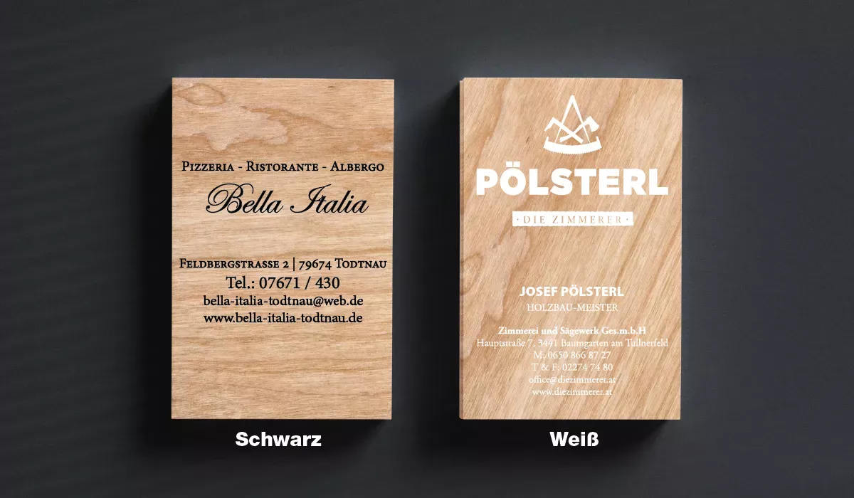 Business card made of cherry