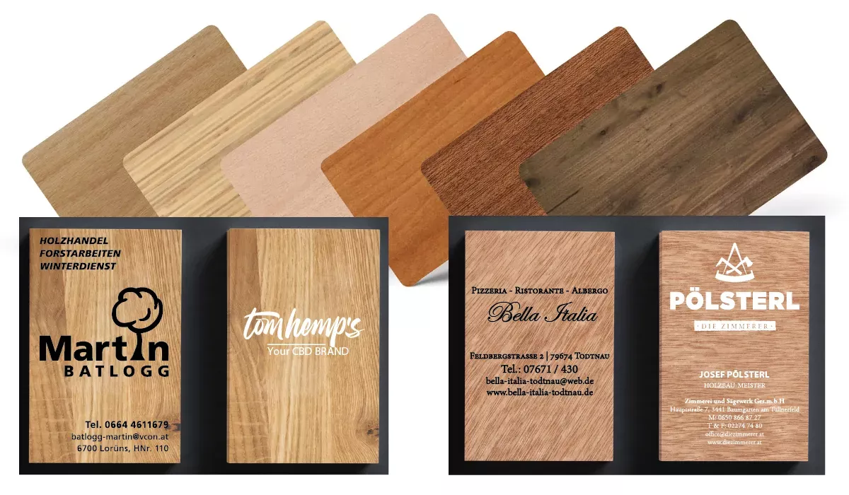 Visitenkarte aus Holz