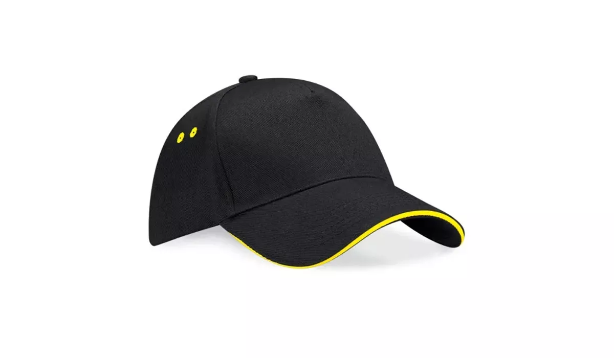 Beechfield Ultimate 5 Panel Cap - black/yellow