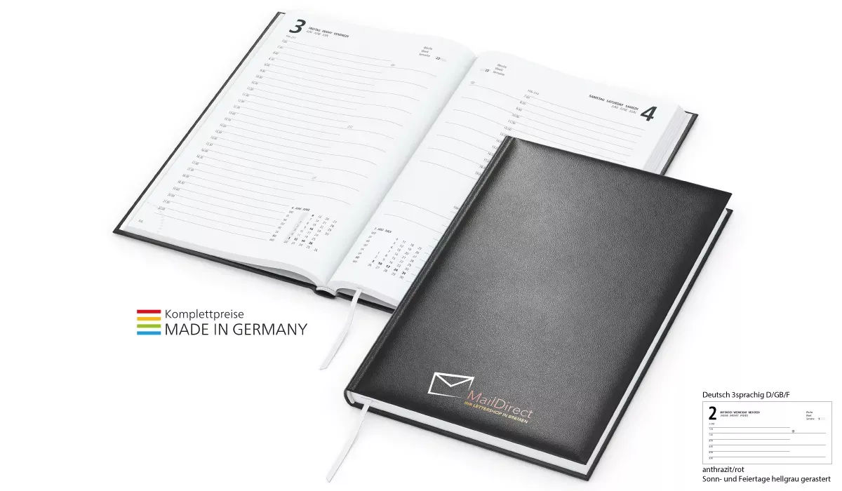 Buchkalender 2027 Basic Balacron inklusive Siebdruck-Digital