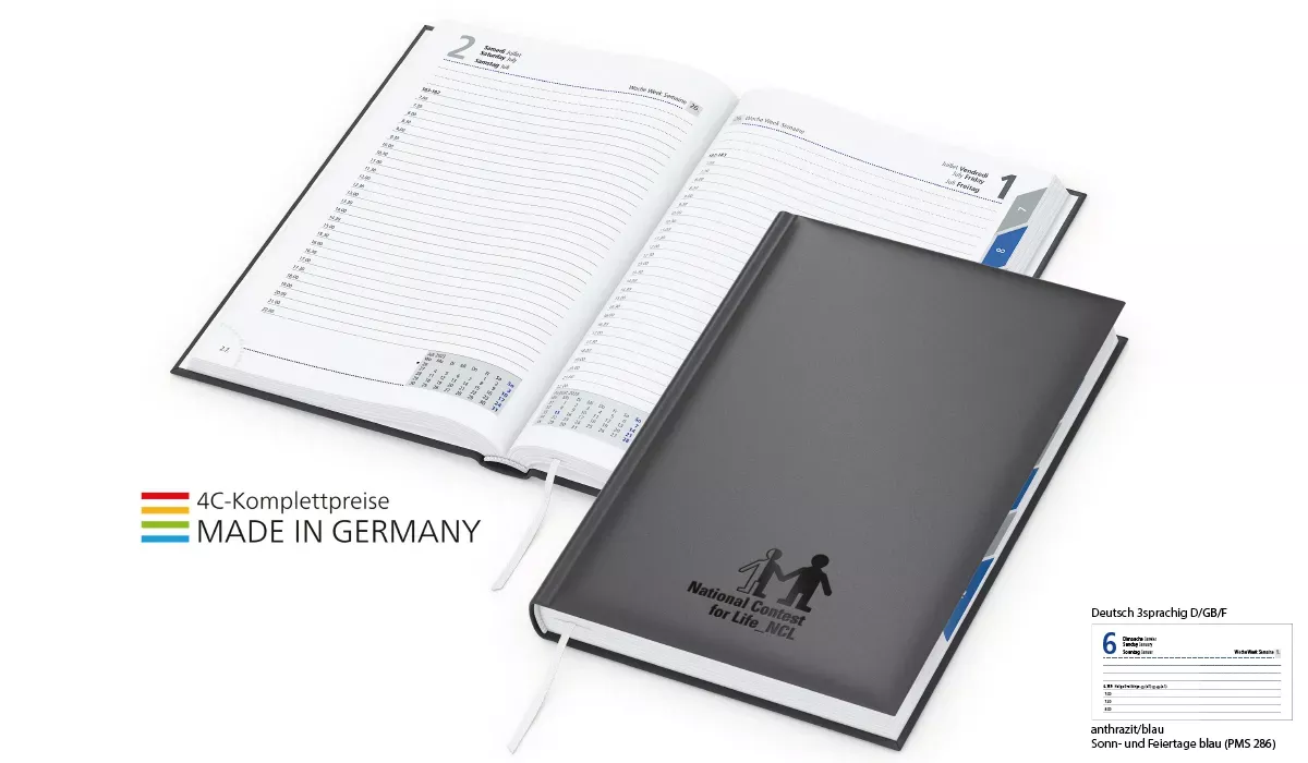 Book Calendar 2027 Manager register Future including black embossing
