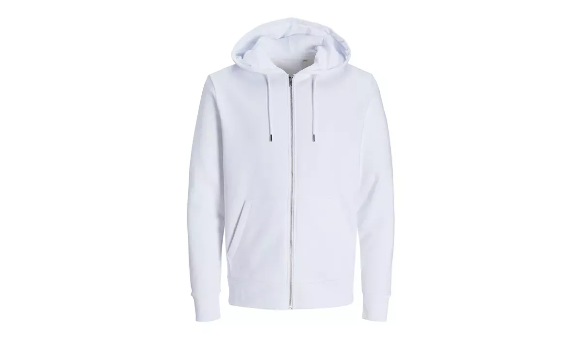 JACK & JONES - Day Zip Hooded Sweat Blk3907 - white