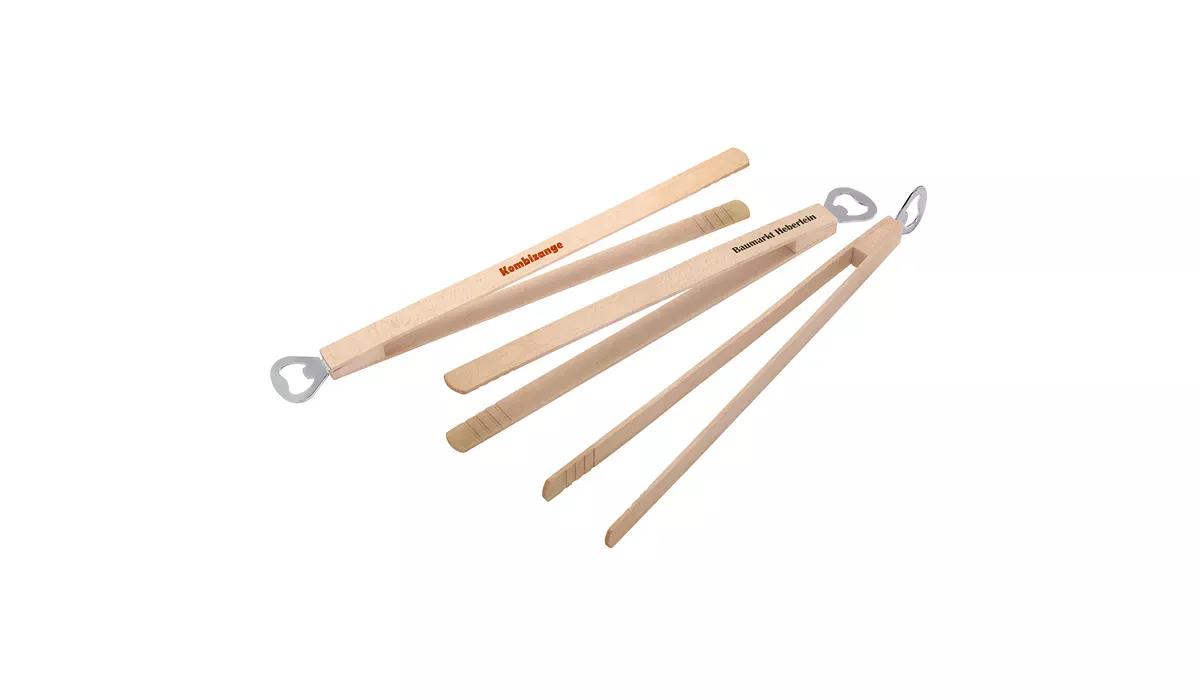 Grillzange Holz mit Flaschenöffner