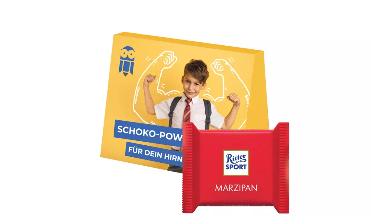 Werbekarte Midi, Ritter SPORT mini Haselnuss