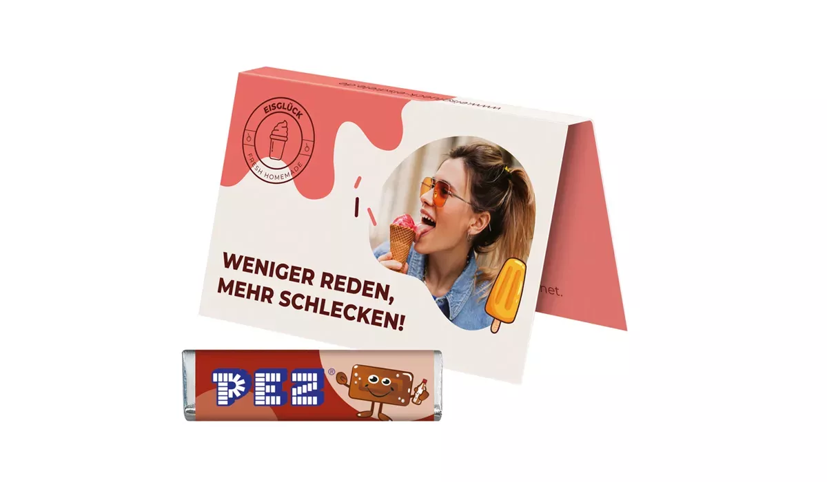 Werbekarte, PEZ Bonbonriegel Cola