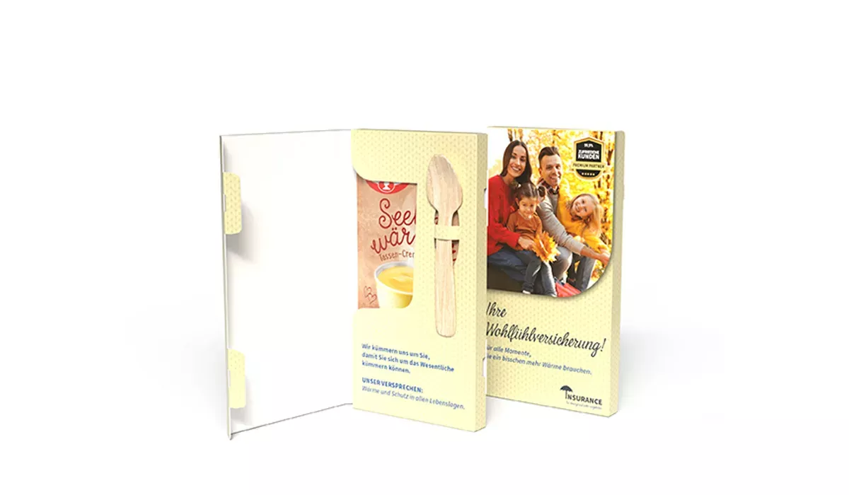 Dr. Oetker soul-warming cup pudding in a folding cardboard