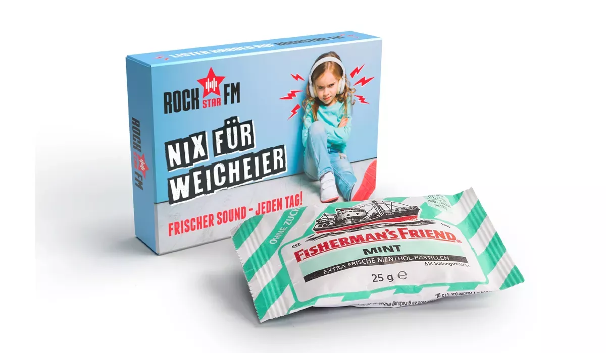 Fisherman's Friend in advertising cardboard
