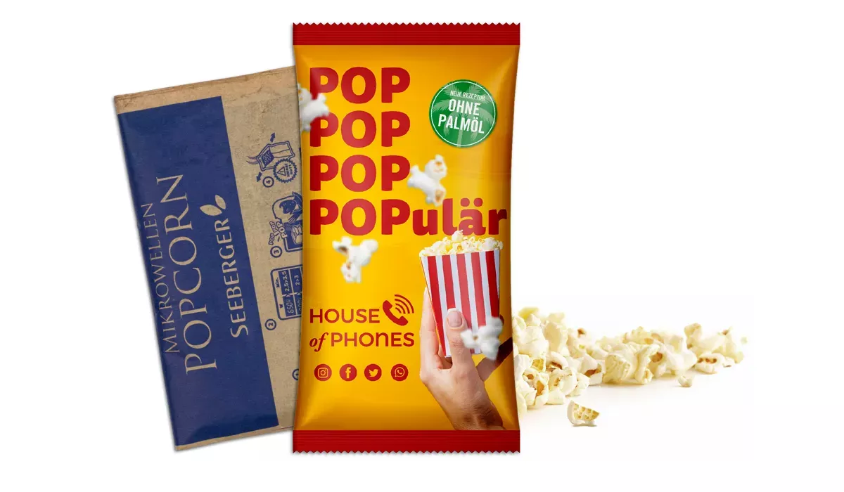 Seeberger Mikrowellen Popcorn im Werbetütchen