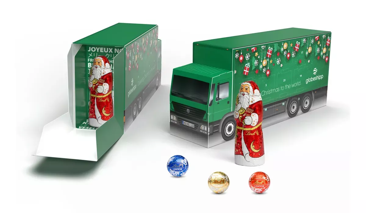 Lindt Lindor Advent calendar truck with Lindt Schoko Nikolaus ECO