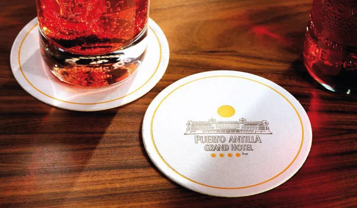 Beer mats made of felt board letterpress printed 1-colored