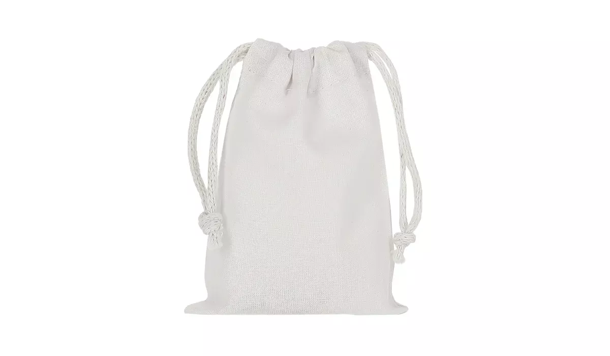 Pull bag with double drawstring 10 x 14 cm - white