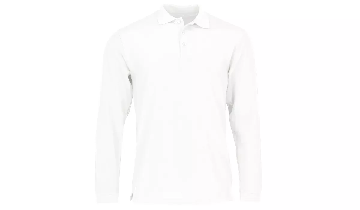 premium long sleeve polo unisex - white