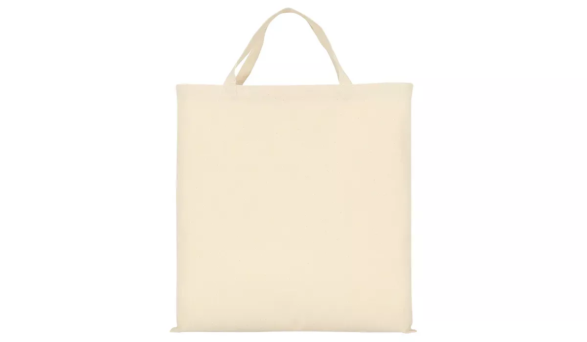 Baumwolltasche mit zwei kurzen Henkeln quadratisch - natur