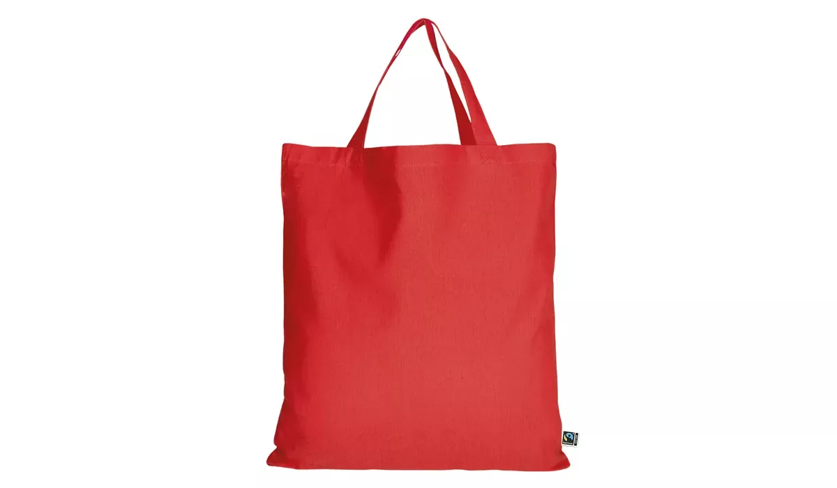 Fairtrade cotton bag with two short handles - red