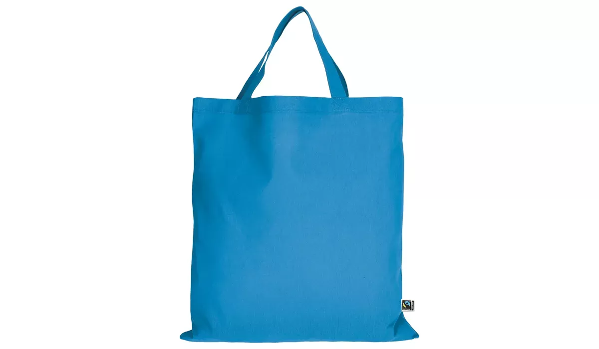 Fairtrade cotton bag with two short handles - light blue