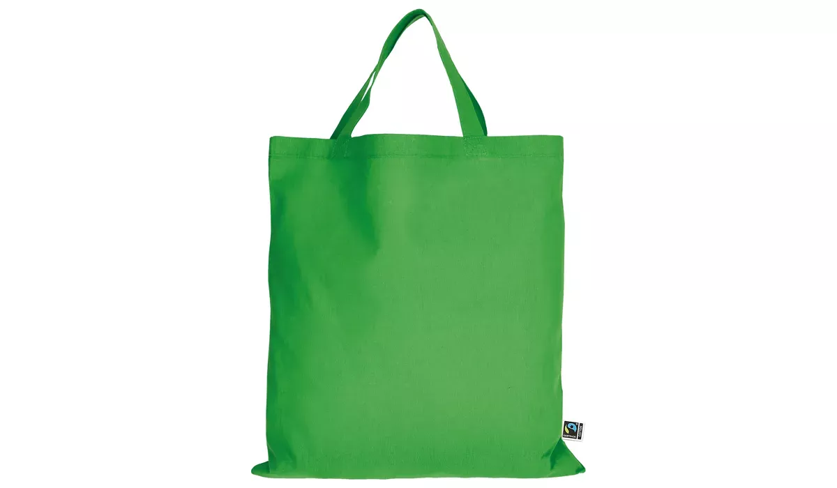 Fairtrade cotton bag with two short handles - may green