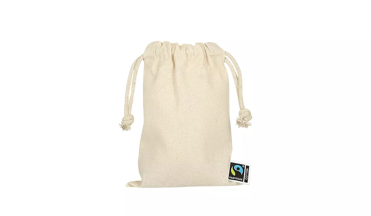 Zuziehbeutel aus Fairtrade-zertifizierter Baumwolle 10 x 14 cm