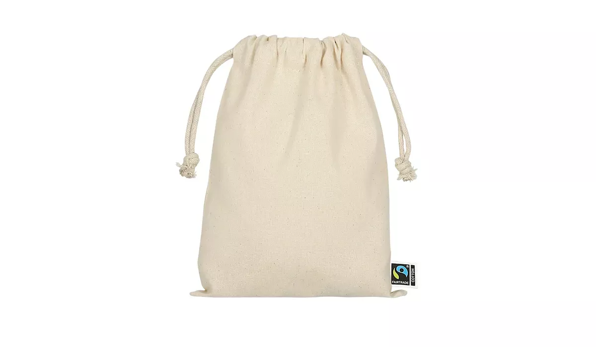 fairtrade-certified cotton pull-up bag 15 x 20 cm