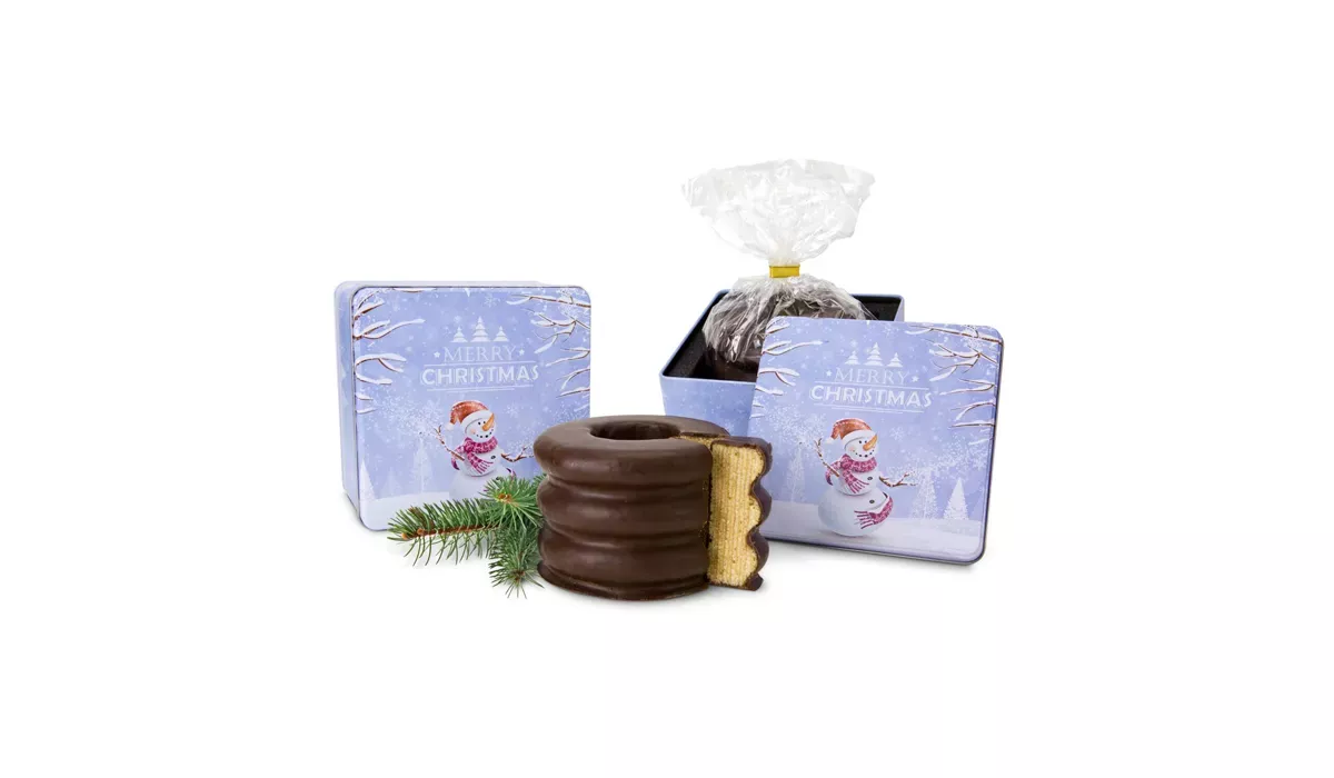 Baumkuchen in Weihnachtsdose
