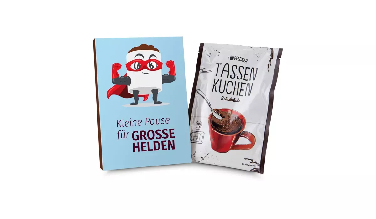 Gift box/Present set: Cup Cake 70 g, Pause für große Pflegehelden