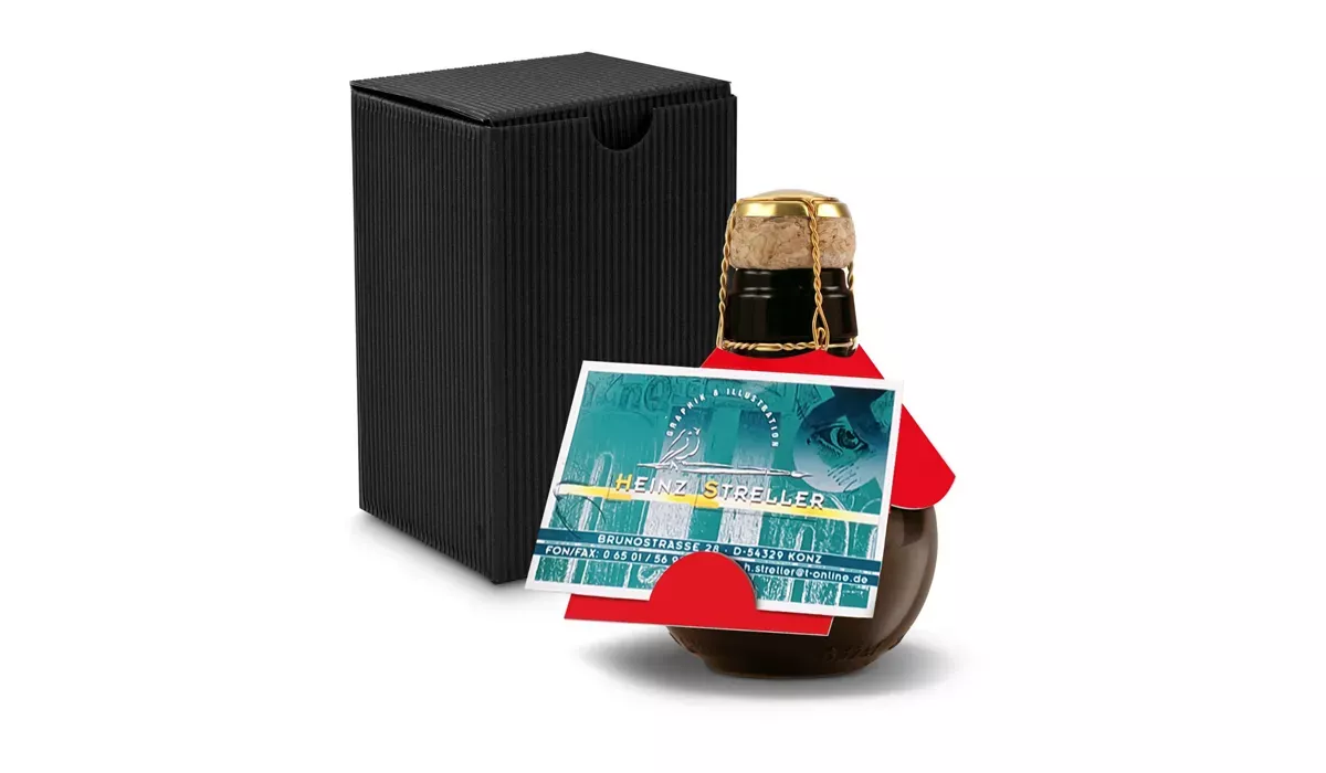 Small sparkling wine business card holder - gift box black, 125 ml