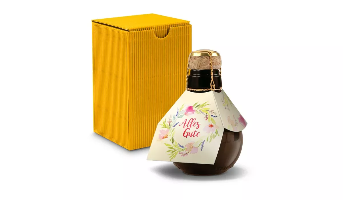 Small sparkling wine Alles Gute - gift box yellow, 125 ml