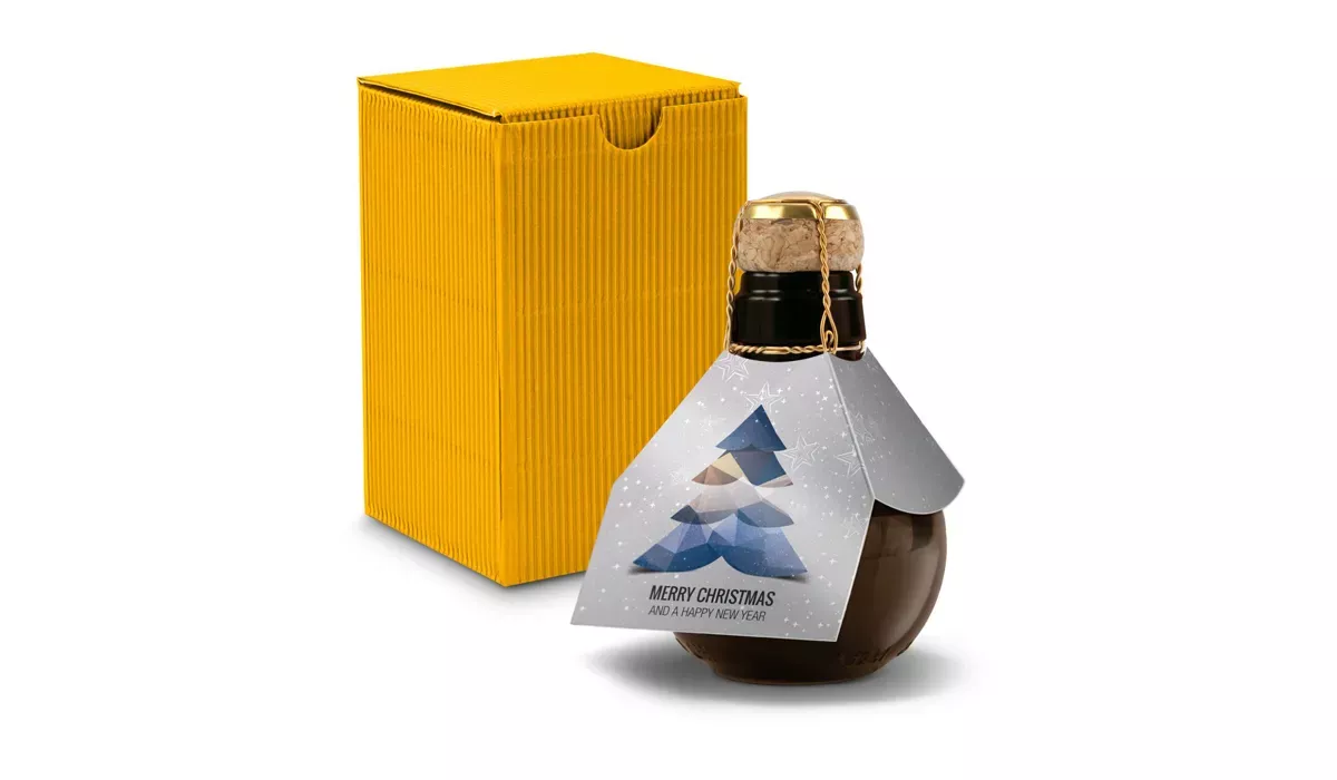 Small sparkling wine Merry Christmas - gift box yellow, 125 ml