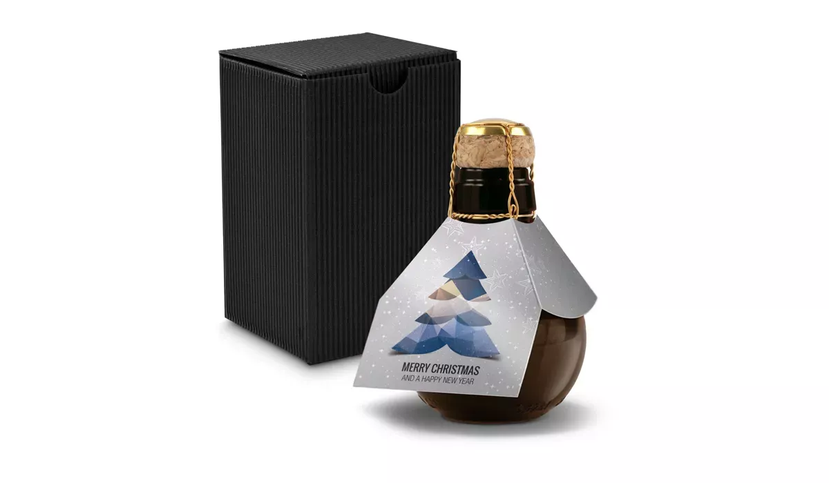 Small sparkling wine Merry Christmas - gift box black, 125 ml