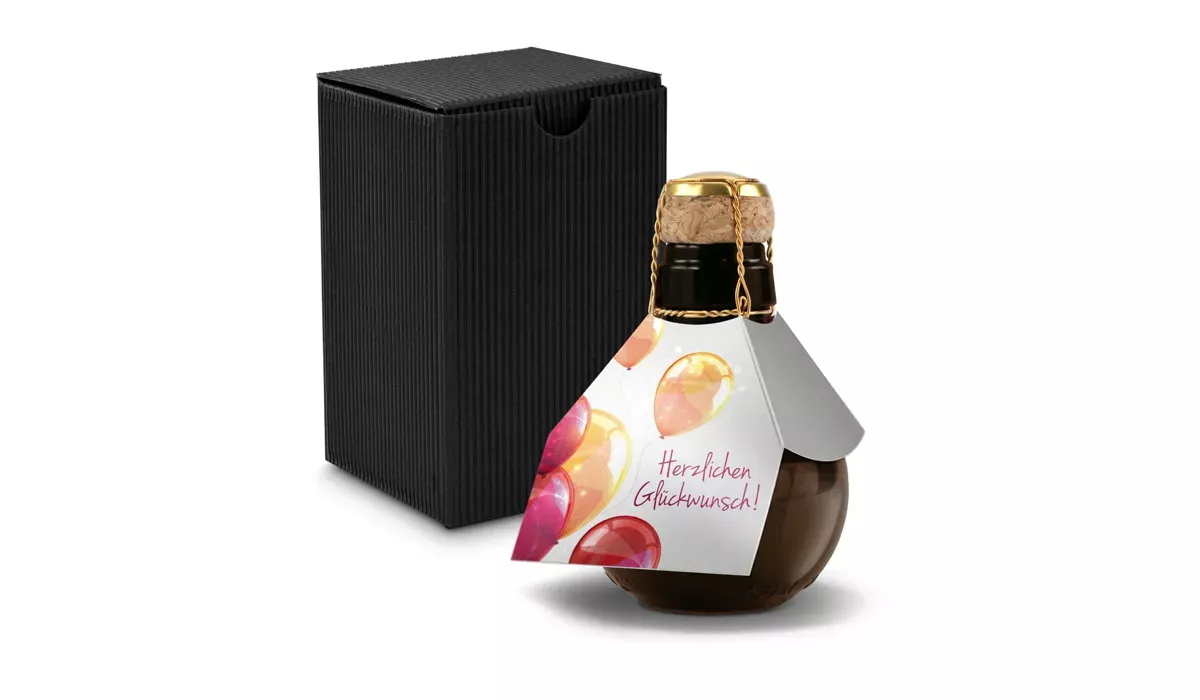 Small sparkling wine Herzlichen Glückwunsch - gift box black, 125 ml