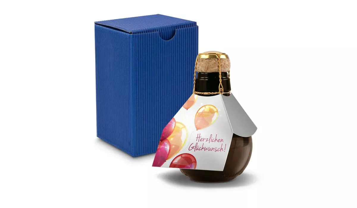 Small sparkling wine Herzlichen Glückwunsch - gift box blue, 125 ml