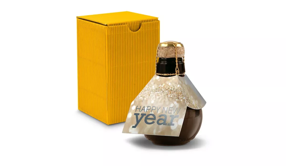 Small sparkling wine Happy New Year - gift box yellow, 125 ml