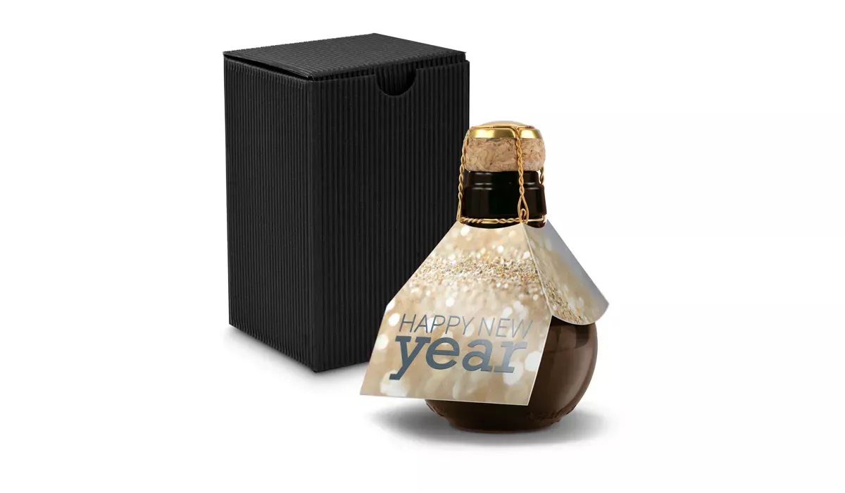 Small sparkling wine Happy New Year - gift box black, 125 ml