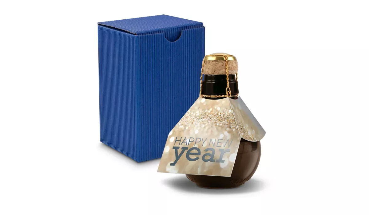 Small sparkling wine Happy New Year - gift box blue, 125 ml