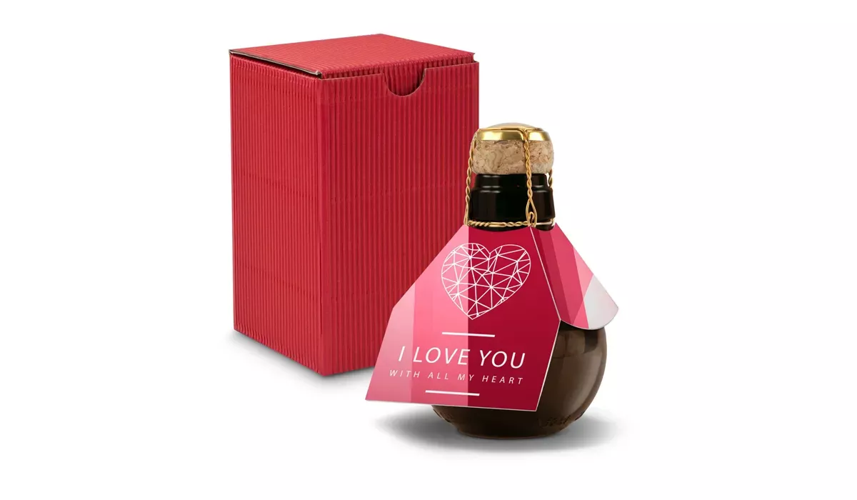Small sparkling wine I love u - gift box red, 125 ml