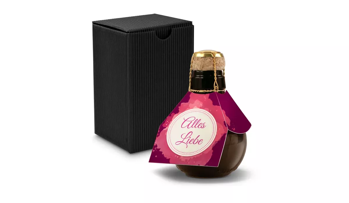 Origineller Sekt Alles Liebe - Karton Schwarz, 125 ml